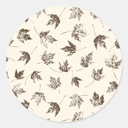 Herfst Maple lekt op room - naadloos patroon. Ronde Sticker (Voorkant)