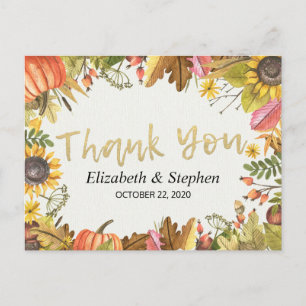 Herfst Maple leves Pumpkin Weddenschap bedankt Briefkaart