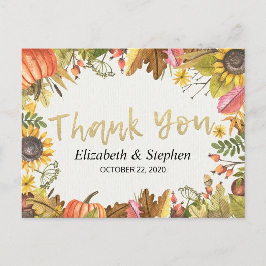 Herfst Maple leves Pumpkin Weddenschap bedankt Briefkaart (Voorkant)