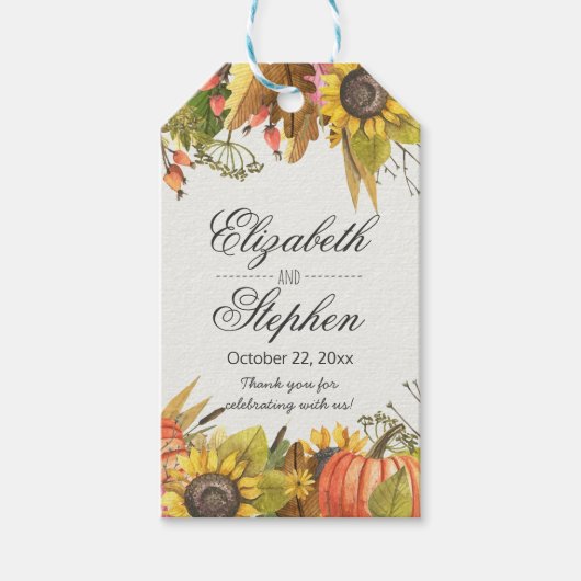Herfst Maple leves Pumpkin Weddenschap bedankt Cadeaulabel (Voorkant)