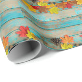 Herfst Maple: Pinecone Natuur Lijst. Cadeaupapier (Rol Hoek)