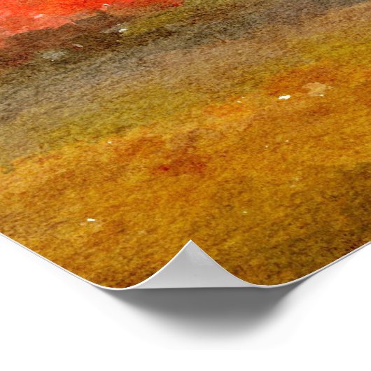 Herfst Maple Tree in volledige kleur, Waterverf Poster (Hoek)