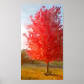Herfst Maple Tree in volledige kleur, Waterverf Poster (Voorkant)