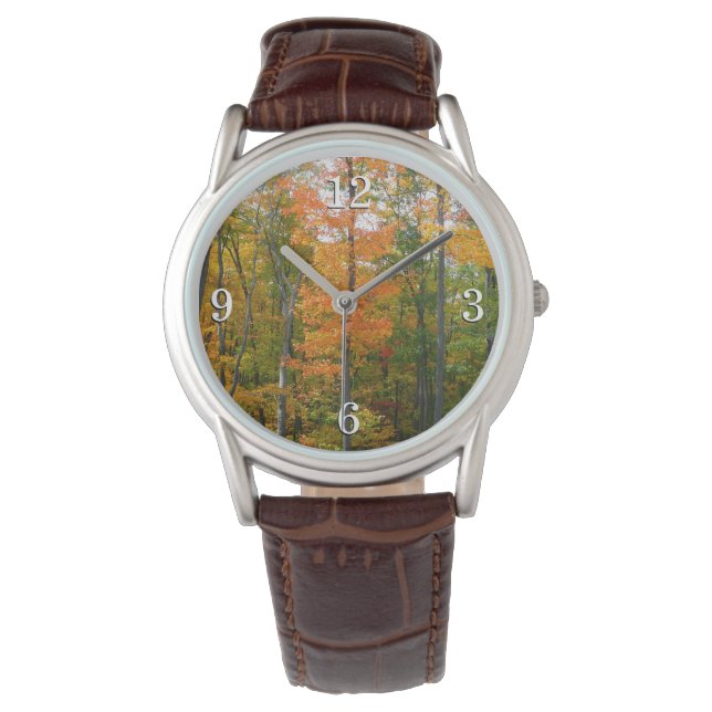 Herfst Maple Trees Autumn Natuur Fotografie Horloge (Voorkant)