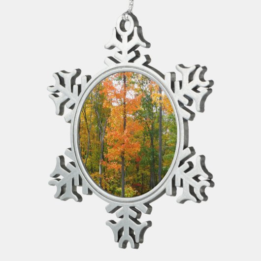 Herfst Maple Trees Autumn Natuur Fotografie Tin Sneeuwvlok Ornament (Rechts)