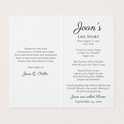 Herfst Maple verlaat begrafenisdienst Visitekaartje (Binnenkant ongevouwen)