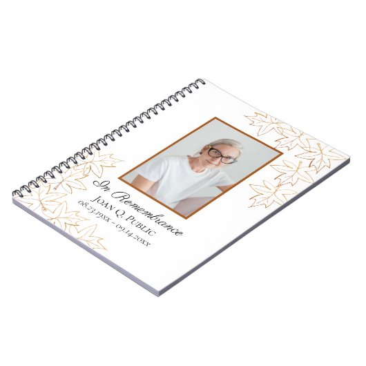 Herfst Maple verlaat begrafenismonument Notitieboek (Linkerzijde)