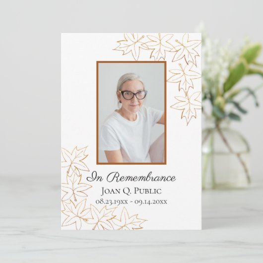 Herfst Maple verlaat Edge begrafenisdienst Programmakaart (Staand voorkant)