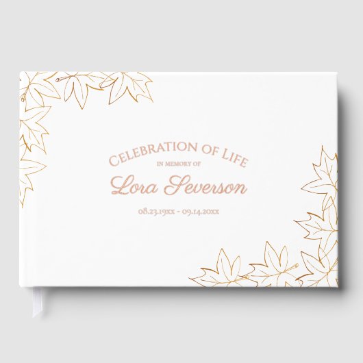 Herfst Maple verlaat herdenkingsmonument Gastenboek (Voorkant)