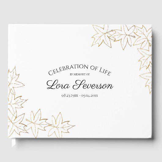 Herfst Maple verlaat herdenkingsmonument Gastenboek (Voorkant)