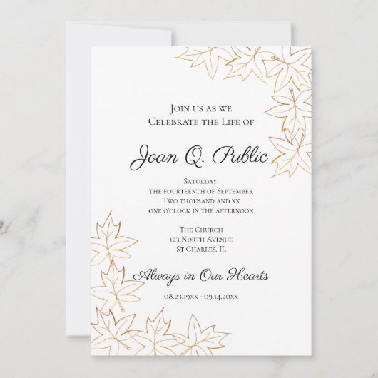 Herfst Maple verlaat herdenkingsmonument Kaart (Voorkant)