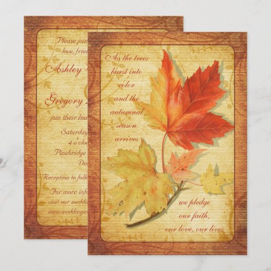 Herfst Maple vertrekt huwelijksuitnodiging Kaart (Voorkant / Achterkant)