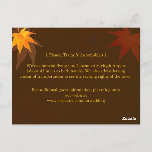 Herfst Maple Wedding Accommodatie Enclosure Briefkaart (Achterkant)