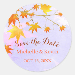 Herfst Maple Wedding Save the Date Ronde Sticker