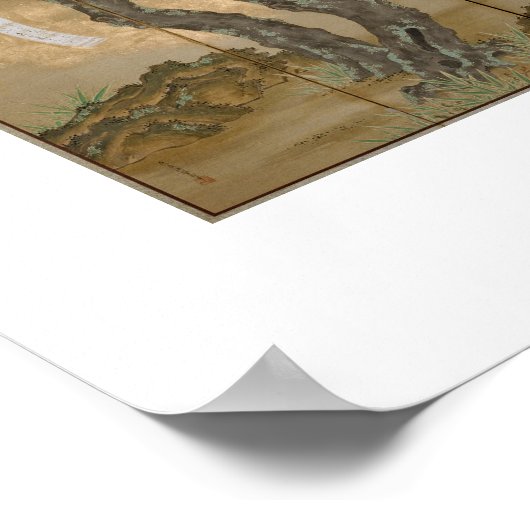 "Herfst Maples met Gedicht Slips" van Tosa Mitsuok Poster (Hoek)