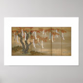 "Herfst Maples met Gedicht Slips" van Tosa Mitsuok Poster (Voorkant)