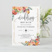 Herfst marigold oranje bloemen bruiloft brunch nod kaart (Staand voorkant)