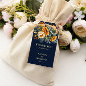 Herfst marineblauw rustieke zonnebloem bruiloft cadeaulabel