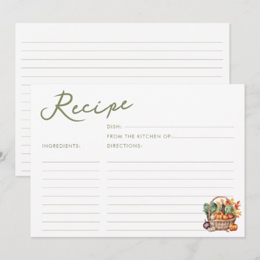 Herfst Market Basket Vrijgezellenfeest Recept Kaar Kaart (Voorkant / Achterkant)