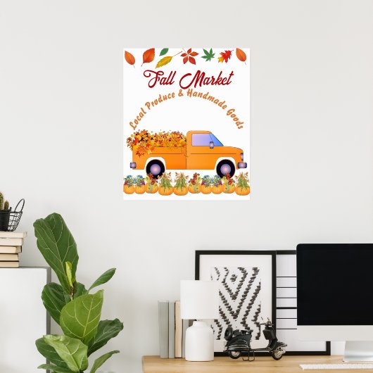 Herfst Market Pumpkin Patch Farmhouse Handmade Tru Poster (Thuiskantoor)