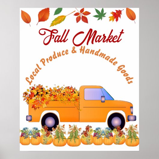 Herfst Market Pumpkin Patch Farmhouse Handmade Tru Poster (Voorkant)