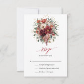 Herfst Maroon Bloem Boho Eucalyptus RSVP Kaart (Voorkant)