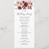 Herfst Maroon Blush Boho Floral Wedding Flat Progr Programmakaart (Achterkant)