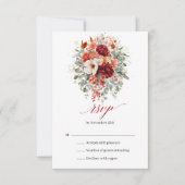 Herfst Marsala Bloemrijke Boho Groene RSVP Kaart (Voorkant)