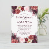 Herfst Marsala Blush Peony Bridal Shower Uitnodigi Kaart (Staand voorkant)