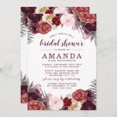 Herfst Marsala Blush Peony Bridal Shower Uitnodigi Kaart (Voorkant / Achterkant)