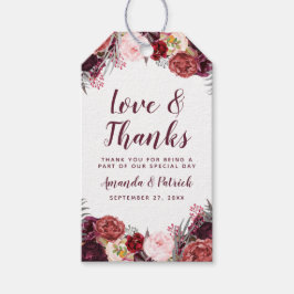 Herfst Marsala Blush Roze Pioen Bruiloft Favor Lab Cadeaulabel