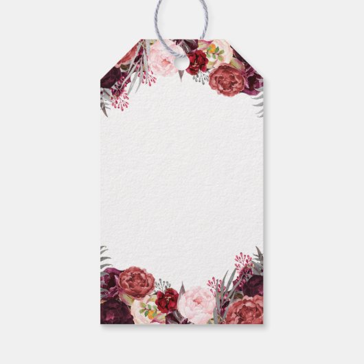 Herfst Marsala Blush Roze Pioen Bruiloft Favor Lab Cadeaulabel (Achterkant)