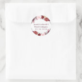 Herfst Marsala Blush Roze Pioen Herfst bruiloft gu Ronde Sticker (Tas)