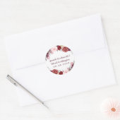 Herfst Marsala Blush Roze Pioen Herfst bruiloft gu Ronde Sticker (Envelop)