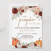 Herfst Marsala Bourgogne Bloemen Pompoen Baby show Kaart (Voorkant)