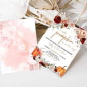 Herfst Marsala Bourgogne Bloemen Pompoen Baby show Kaart