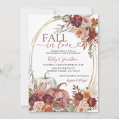 Herfst Marsala Floral Pumpkin Gold Engagement Part Kaart (Voorkant)