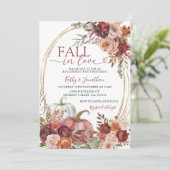 Herfst Marsala Floral Pumpkin Gold Engagement Part Kaart (Staand voorkant)