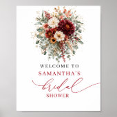 Herfst marsala groen boho bruiloft feest welkom poster (Voorkant)