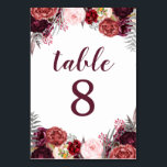 Herfst Marsala Pioen Trouwtafel Aantal Kaarten<br><div class="desc">Herfst Marsala Peony Wedding Table Number Kaarten - ontwerp heeft een witte achtergrond met verschillende pioenen, rozen en andere bloemenelementen in de tinten Marsala, bordeaux, blush roze, grijs en meer. Uitzicht de volledige overeenkomende collectie link gevonden op deze pagina om de look voor uw evenement te voltooien. Je ziet een...</div>