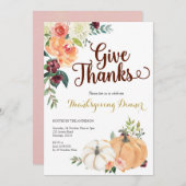 Herfst Marsala Pumpkin Thanksgiving Dinner Kaart (Voorkant / Achterkant)