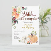 Herfst Marsala Pumpkin Verrassing verjaardagsuitno Kaart (Staand voorkant)