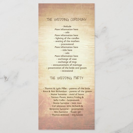 Herfst Mason Jar en String Lights Trouwprogramma's Programmakaart (Achterkant)