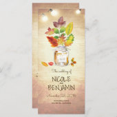Herfst Mason Jar en String Lights Trouwprogramma's Programmakaart (Voorkant / Achterkant)