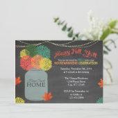 Herfst Mason Jar Housewarming Invitation Kaart (Staand voorkant)