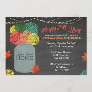 Herfst Mason Jar Housewarming Invitation Kaart
