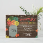 Herfst Mason Jar Housewarming Invitation Kaart (Staand voorkant)