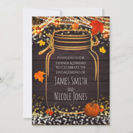 Herfst Mason Jar Rustiek Verloving Uitnodigingen (Voorkant)