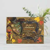 Herfst Masquerade Birthday Party Kaart (Staand voorkant)