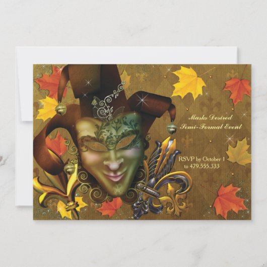 Herfst Masquerade Birthday Party Kaart (Achterkant)